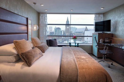 Deluxe bedroom with city view at Manchester Radisson Blu Edwardian